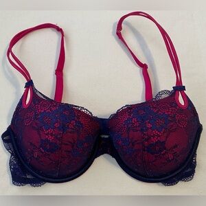 Victorias Secret Very Sexy Little things navy lace pink lightly lined bra
